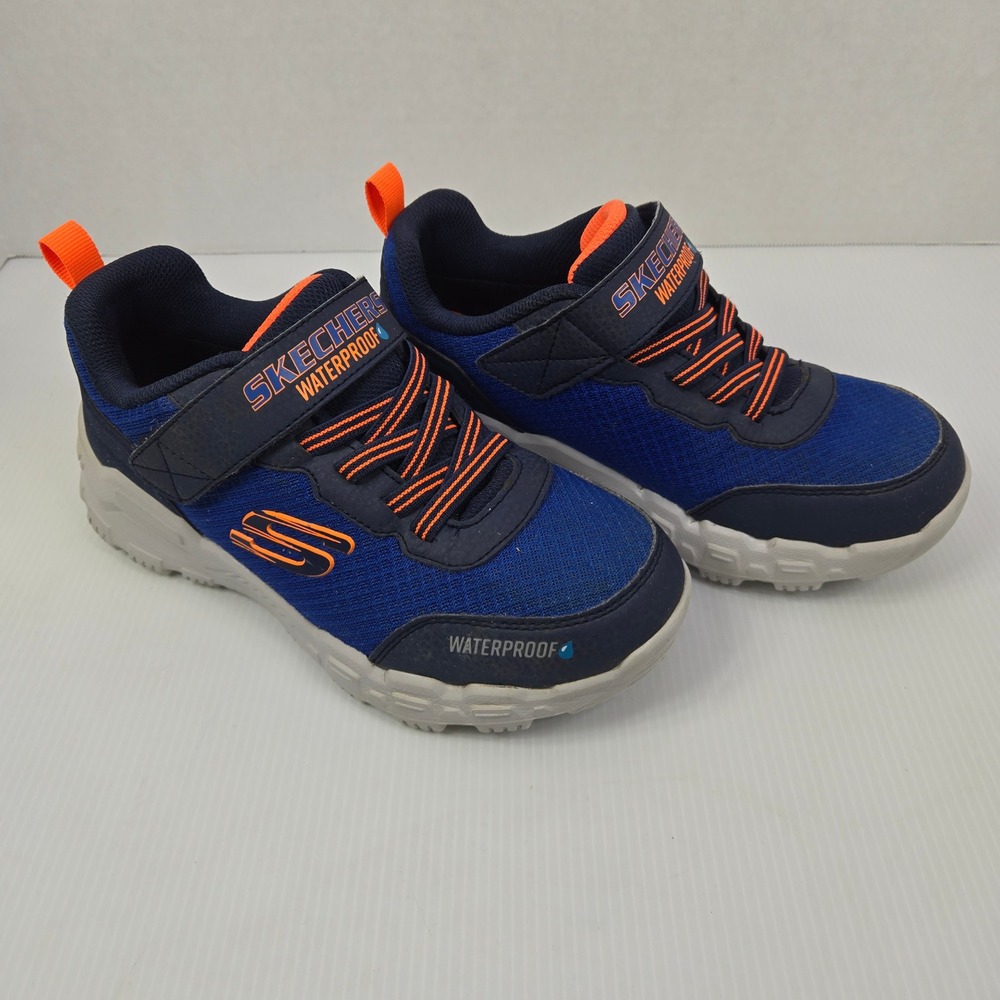 Skechers Kids Waterproof Blue Orange Athletic Shoes‎ Hook Loop Size 3